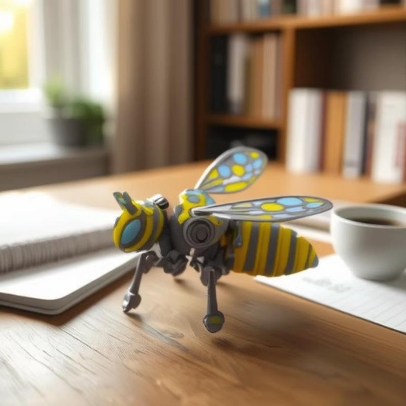 10cm 3D Printer Insect Bee Figure Model Movable Joints Simulation Mechanical Big Yellow Bee Toy Desktop Decorations