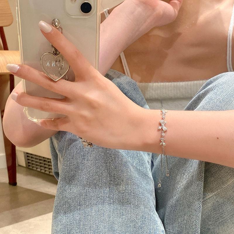 Bow Pull Bracelet Women's High-end Niche Design New Girlfriend Zircon Bracelet