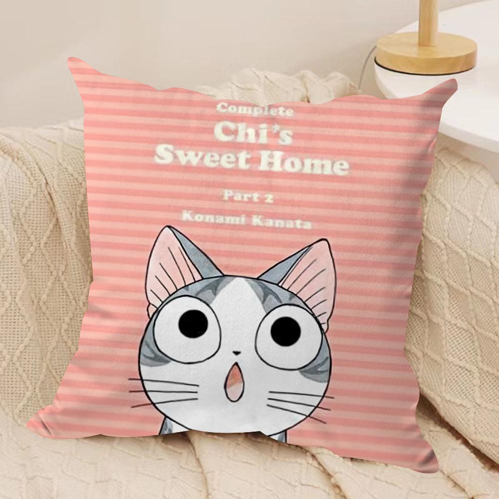 CChis Sweet Home Cushion Cover Silky Short Plush DoubleSided Printed Pillow Case for Sofa All Seasons Home Decor Gift