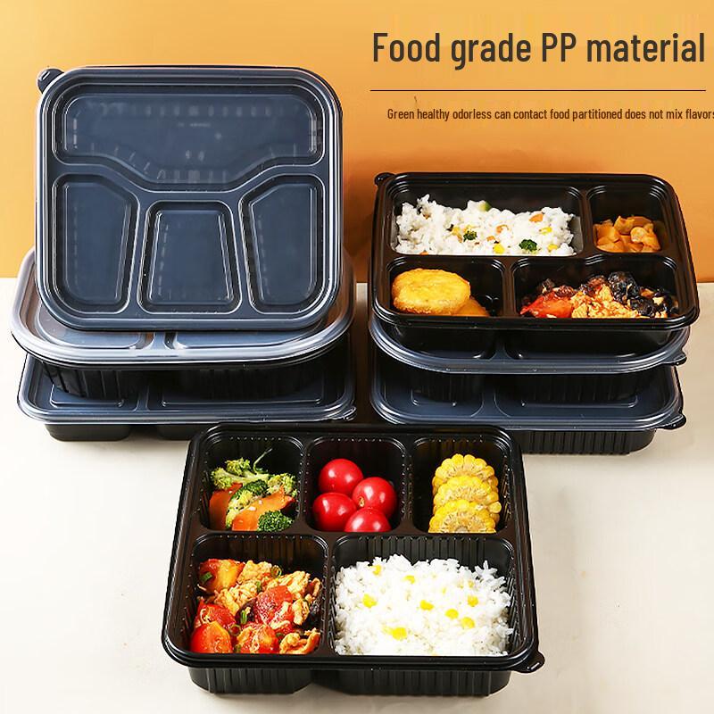 BAILOCK Disposable 5-Compartment Meal Prep Containers with Lids