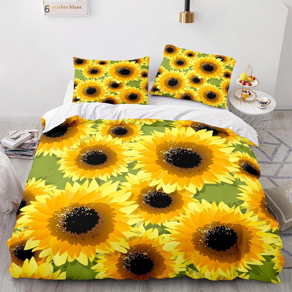 Digital Printing Three-Piece Sunflower Quilt Cover Size Quilt Cover 3D
