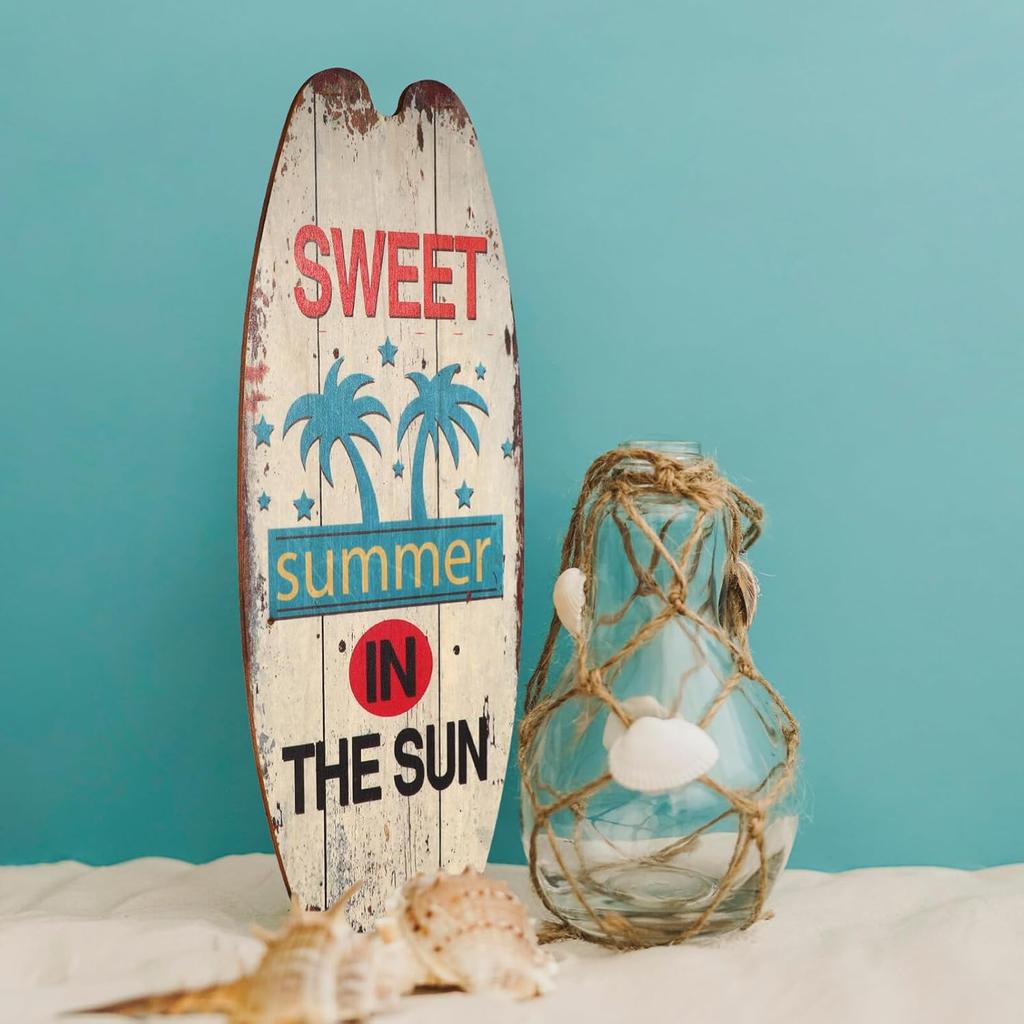 3pcs Plaques Surf for Decorations Home Decors Hanging Decor Decorative Sign Wall Signs Themed Ornament Wood Plaque Board Wooden Surfboard Beach