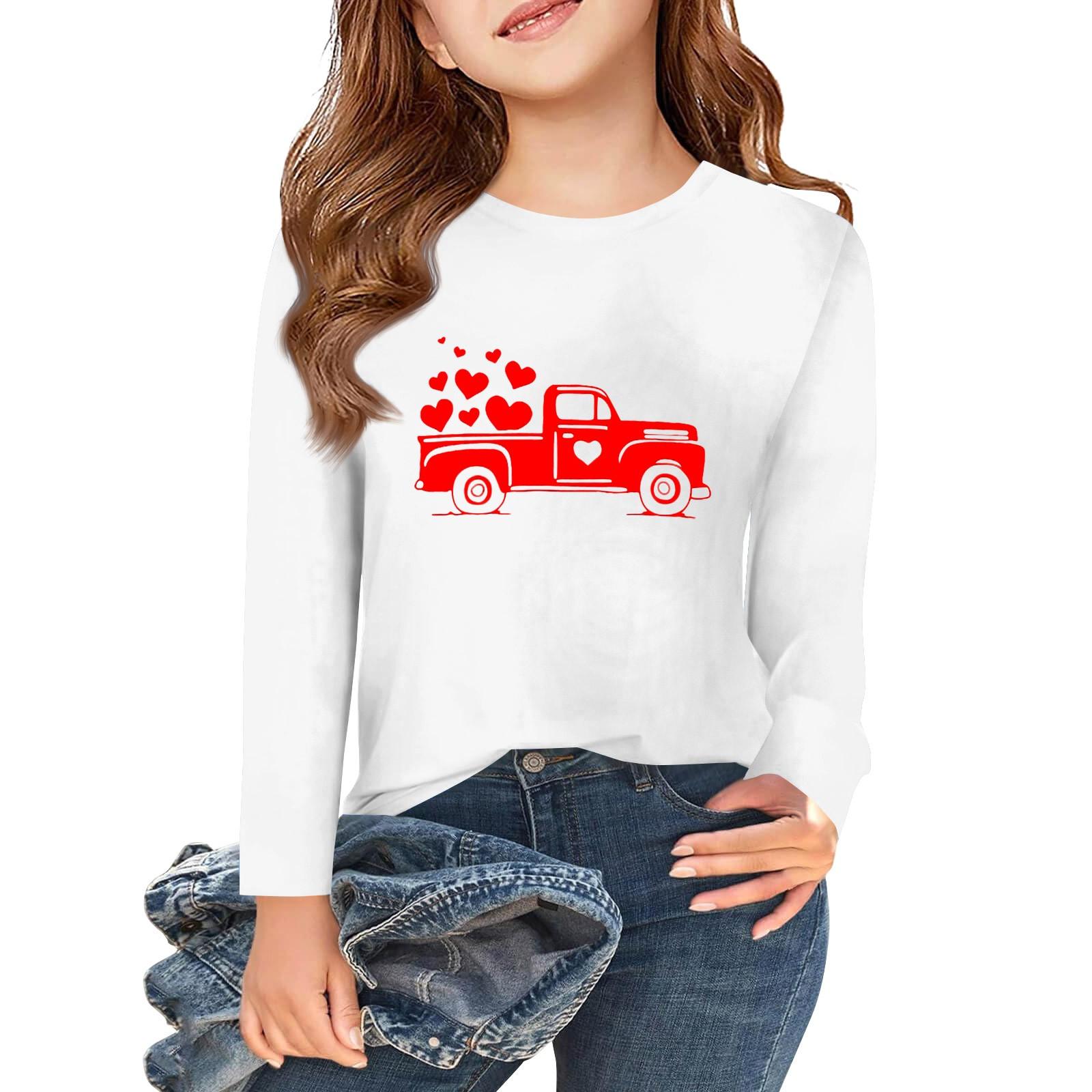 

Футболки с длинным рукавом для девочек Love ко Дню святого Валентина, детские осенние топы с круглым вырезом, базовые футболки для детей 5-14 лет 120 бежевый