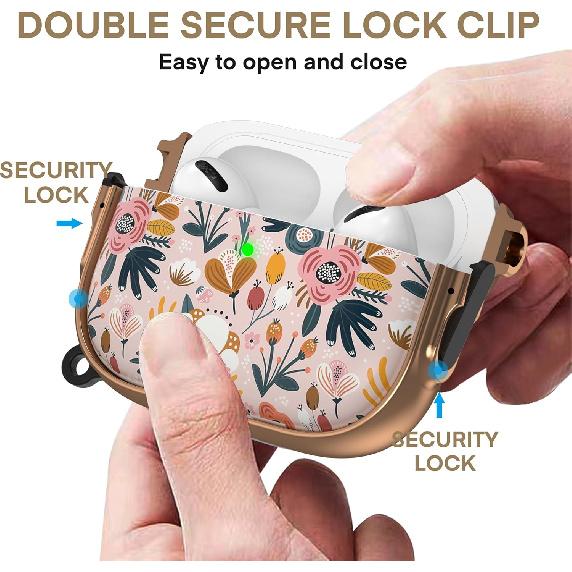 Maxjoy for AirPods Pro 3rd Generation Case with Lock, Flower AirPods Pro 3 Case Lock Protective Hard Cute AirPod Pro 3 Cover for Women Men with