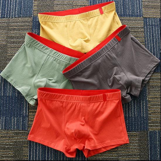Yousheng Men Boxer Underwear Mid-rise Elastic Waistband U-Convex Shorts Briefs Soft Fabric Smooth Stitching Basic Panties