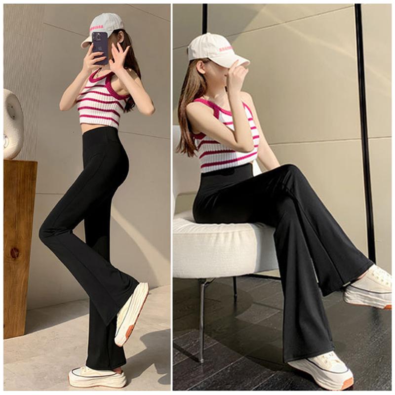 Haifischhose Schlaghose Damen Oberbekleidung Leggings Hohe Taille Bauch Hufeisenhose