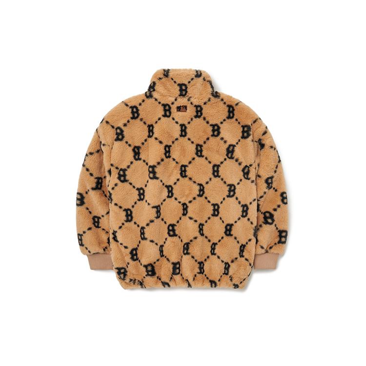 New MLB Velvet Jacket Kids' Top FW22 Beige Yellow Kids' 7AFDM0226-43BGS