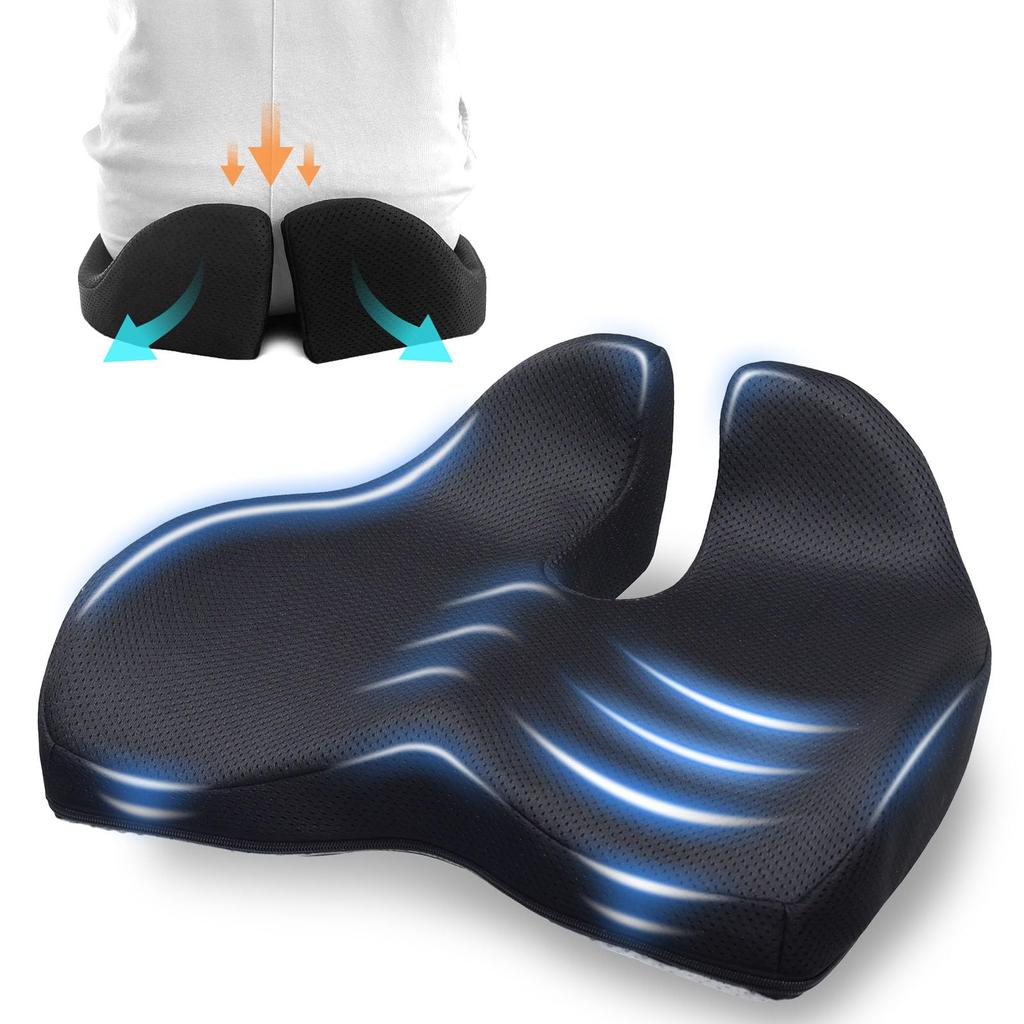 Memory Foam Chair Chair Posture Ideal for Back Pain Black ANATANI PRO [Japanese Design] Cushion, Pad, Anti-slip, Breathable, Correction, Prevention,