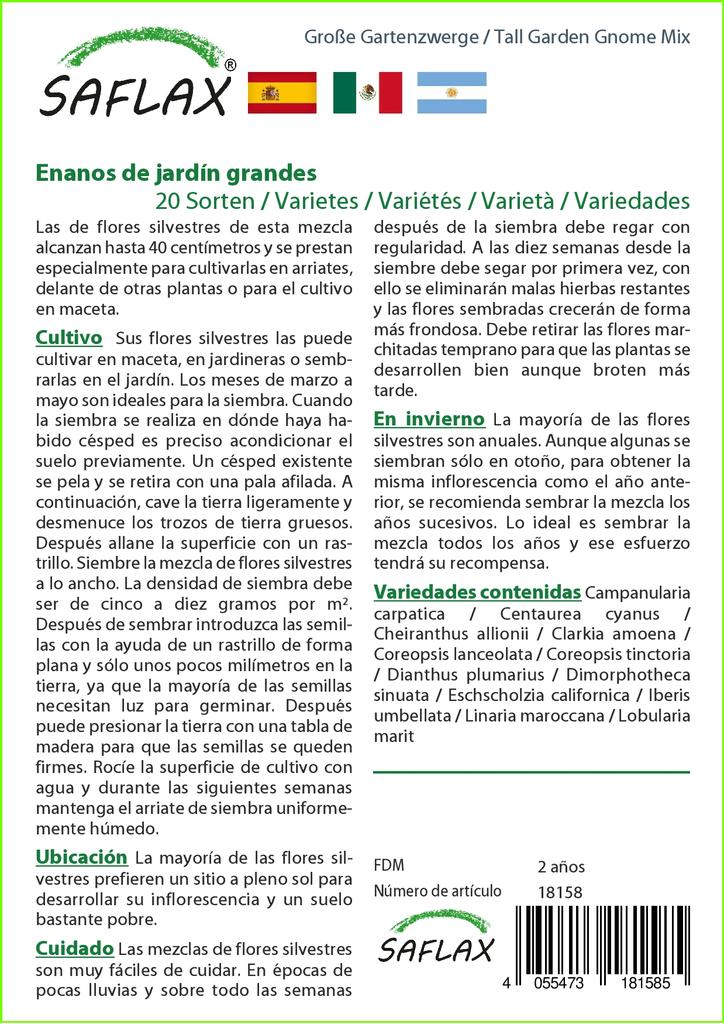 SAFLAX Hoher Gartenzwerg-Mix – 1000 Samen – 20 Wildblumen-Mix