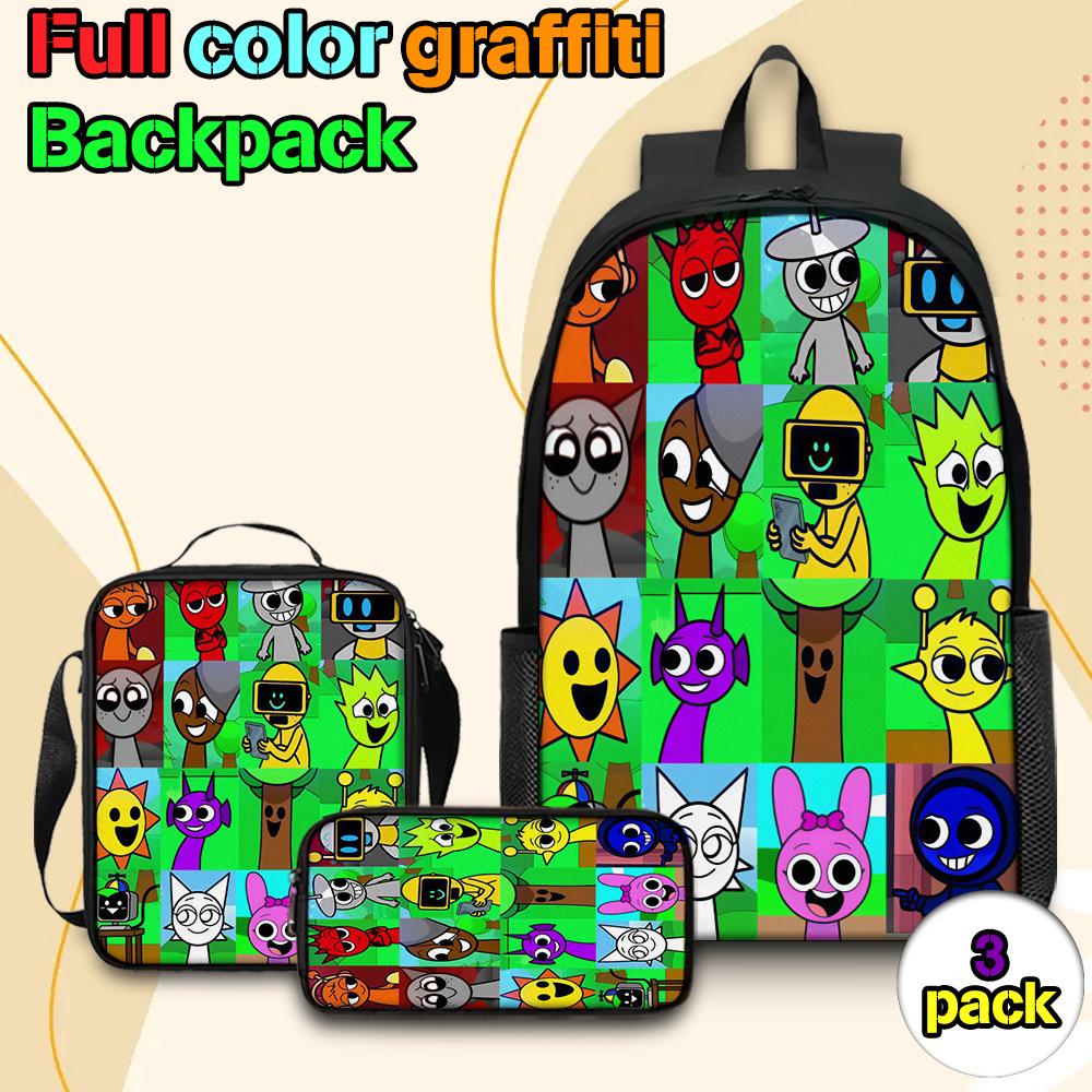 Sprunki Rhythm Box Backpack Primary School Third and Fourth Grades Lightweight Student School Bag L