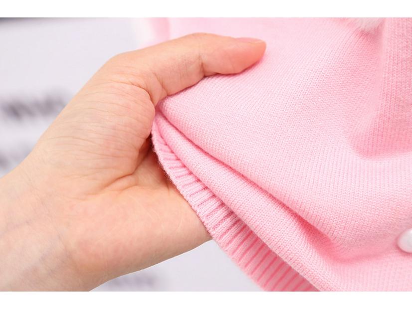 Children's Mink-Heart Jacquard Cardigan - Spring/Autumn Core-Spun Yarn Sweater for Girls