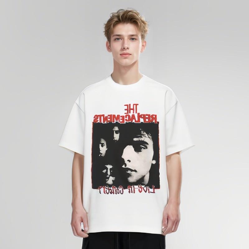 

The Replacements Bands Rock Tshirt American High Street Retro Shortsleeved Pure Cotton Vintage Style S разноцветный