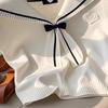 Commute Style Sweet Sailor Collar Top Vintage Design Chic Bow Top New Waistcoat  Summer