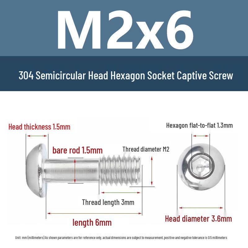 Yigu 304 Stainless Steel Anti-Loosening Hex Socket Captive Screws - M2/M3