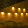 Solar Deck Lights,Solar Powered Fence Lights Dusk To Dawn LED Wall Light Outdoor Lighting Decoration for Step Yard Stair Patio Garden Warm Light