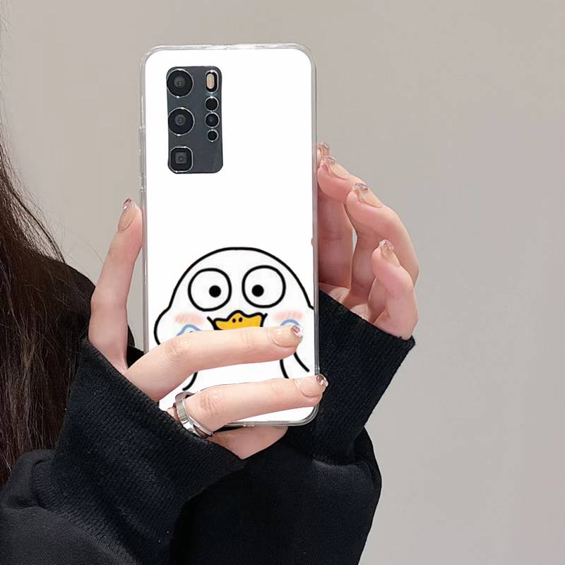 Cartoon Duck Phone Case For Huawei Mate P10 P20 P30 P40 P50 Smart Z Honor 50 60 70 Pro Lite Transparent Case