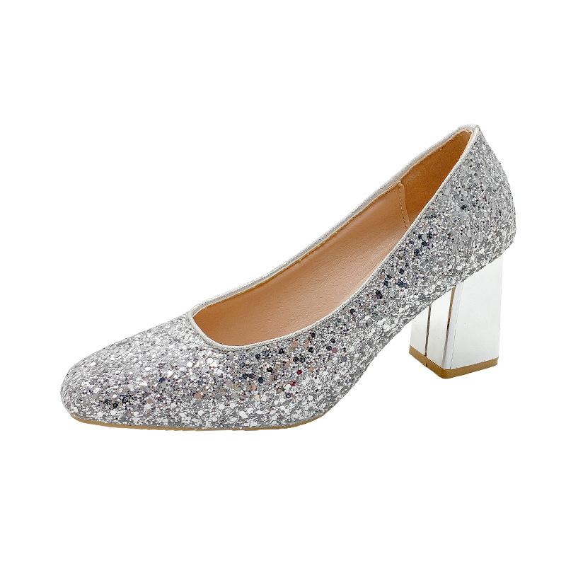 Chaussures de mariage à talons épais Robe de mariage Xiuhe double usage talons hauts cristal grande taille pieds non fatigués chaussures de mariage pour la mariée chaussures pour femmes nouveaux modèles