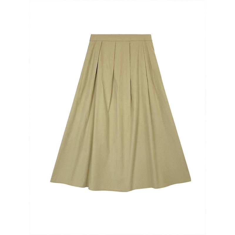 

Женская вельветовая миди-юбка большого размера в корейском стиле с высокой талией и плиссировкой 2XL (75-90kg) легкие хаки