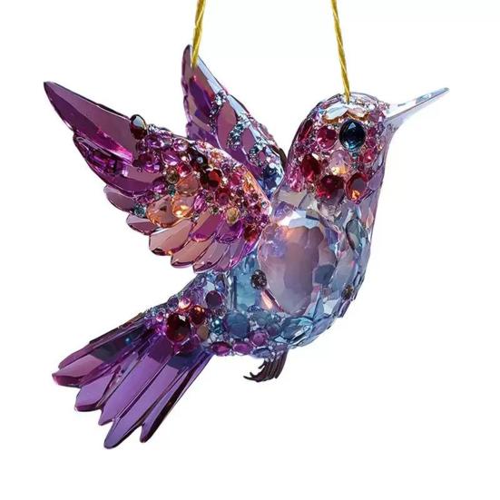 Acrylic Colorful Hummingbird Sun Catcher Hanging Pendant with Lanyard Easy To Install Bird Window Crafts Hanging Decor