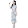 Spring and summer new plaid jacquard young cheongsam, girl small fresh and sweet style literary daily cheongsam woman