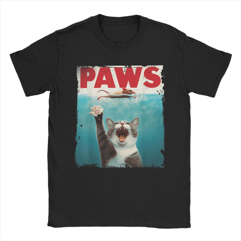 Couple T-Shirt PAWS Parody Cat Mouse Humorous Cat Chasing Mouse Kitten T-Shirts Harajuku Summer Tee Shirt Cotton Tops Gift Idea