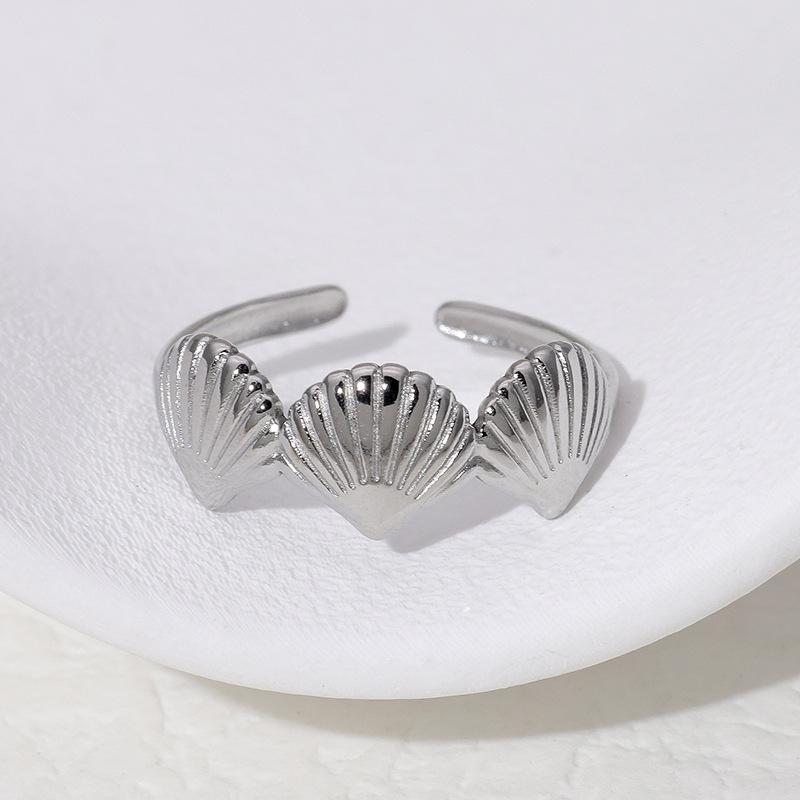 Stainless Steel Ring New Irregular Texture Titanium Steel Hollow Design Geometric Ring Butterfly Leaf Wide Opening Women Ring