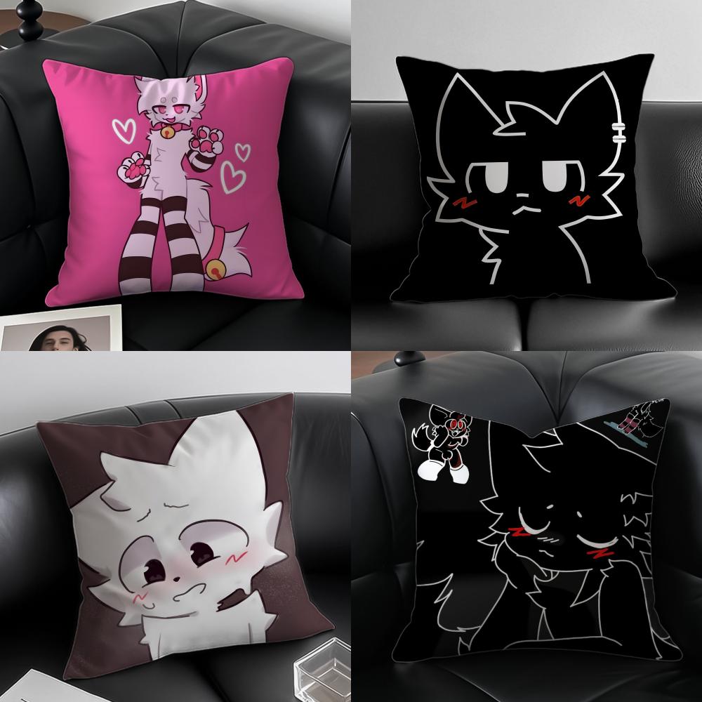 Boykisser Cute Cartoon Beautiful Cat Boykisser Cushion Cover Pillow Case Antidustmite Invisible zipper silky plush cushion