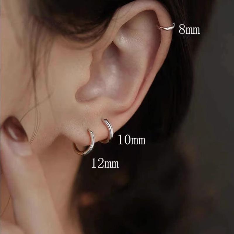 Серебряные серьги-кольца 8мм 10мм 12мм Женские Модные Стильные Подарок 8mm