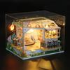 Lovely Cats Home Cat Cafe Store Dollhouse Wooden Diy Handmade Toys Hut 3D Assembled Puzzle Cat Cafe Small Garden Birthday Gifts for Children