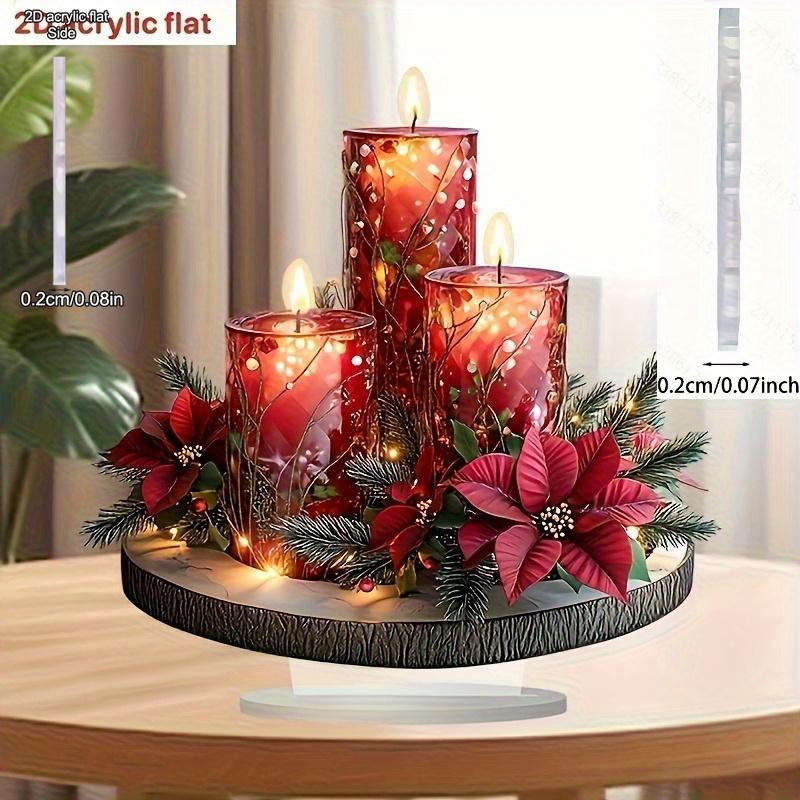 2D Flat Bohemian Style Crystal Christmas Candle Tabletop Decoration, Suitable for wall decoration, porch, room, villa, accents Home, Hallway, or Workp