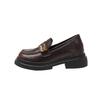 Shoes college style miu lazy person one pedal metal buckle inner height increase small leather shoes 3233