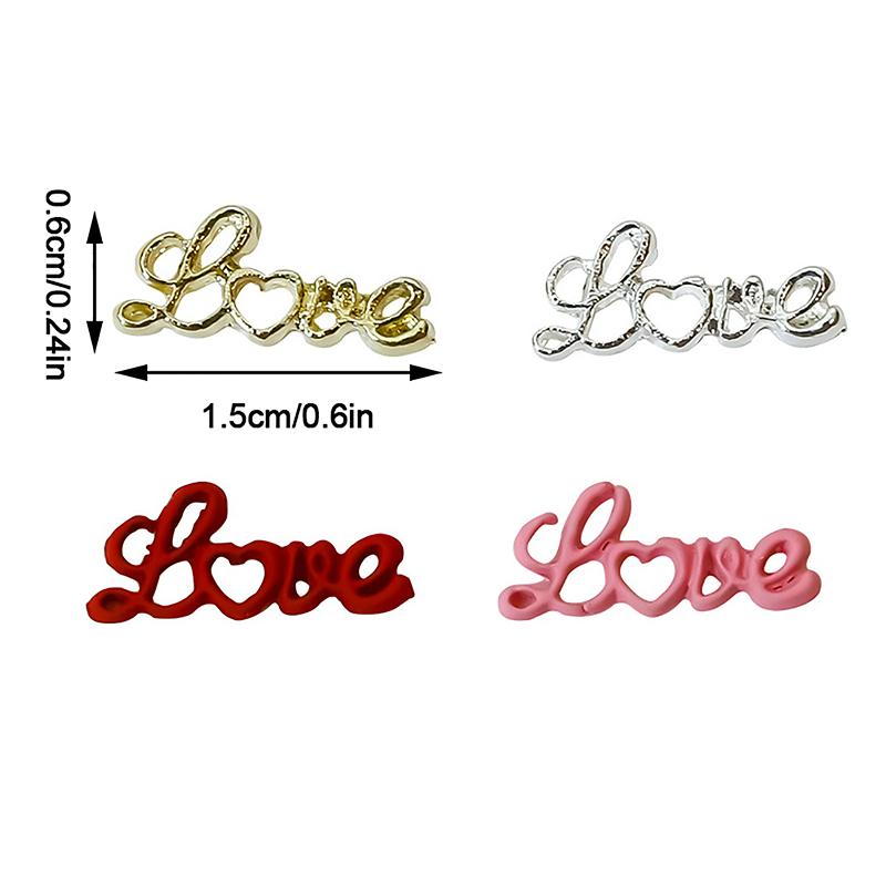 10PCS Metal Love English Letter Nail Art Charms Accessories Supplies Nails Decoration Product Parts Manicure Decor Materials