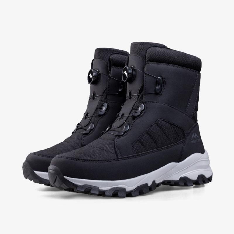 Men Button Up Snow Boots Plush