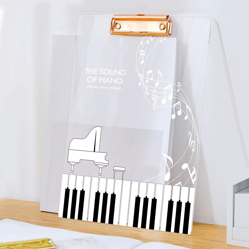Music Theme Paper Clip Board Transparent A4  File Folder Writing Clipboard  Document Storage Piano