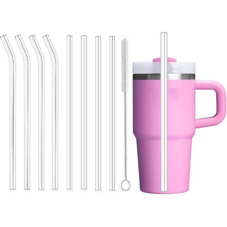 8 Pack Replacement Clear Straws for Stanley 20 oz 14oz Tumbler, 8.85 inch Reble Plastic Straws for Yeti 30oz 25 oz 26 oz 20 oz Tumbler, Mason Jar
