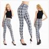 European & American Striped Plaid Print Slimming Nine-Point Plus Size Leggings