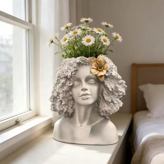 Vaso Viso in Resina Scultura da Montare sulla Testa Vaso Artistico per Piantare Leggero Vaso Fiori Avatar in Resina Regalo per Amanti delle Piante Decorazione per la Casa