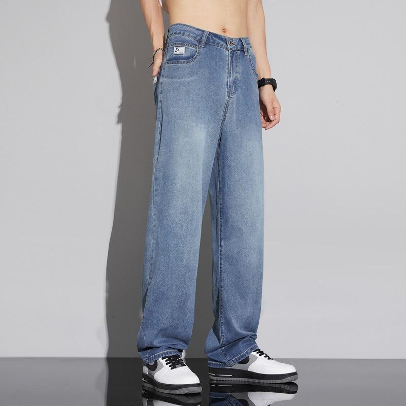 Tennis Jeans Spring and Summer Japanese Loose Straight Stretch Thin Jeans