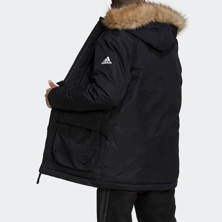 Adidas Utilitas Outdoor Sports Hooded Parka Jacket Men Outerwear Black GT1699