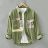 Printed Long Sleeved Shirt For Men, Fashionable Splicing, Versatile Casual Loose Top
