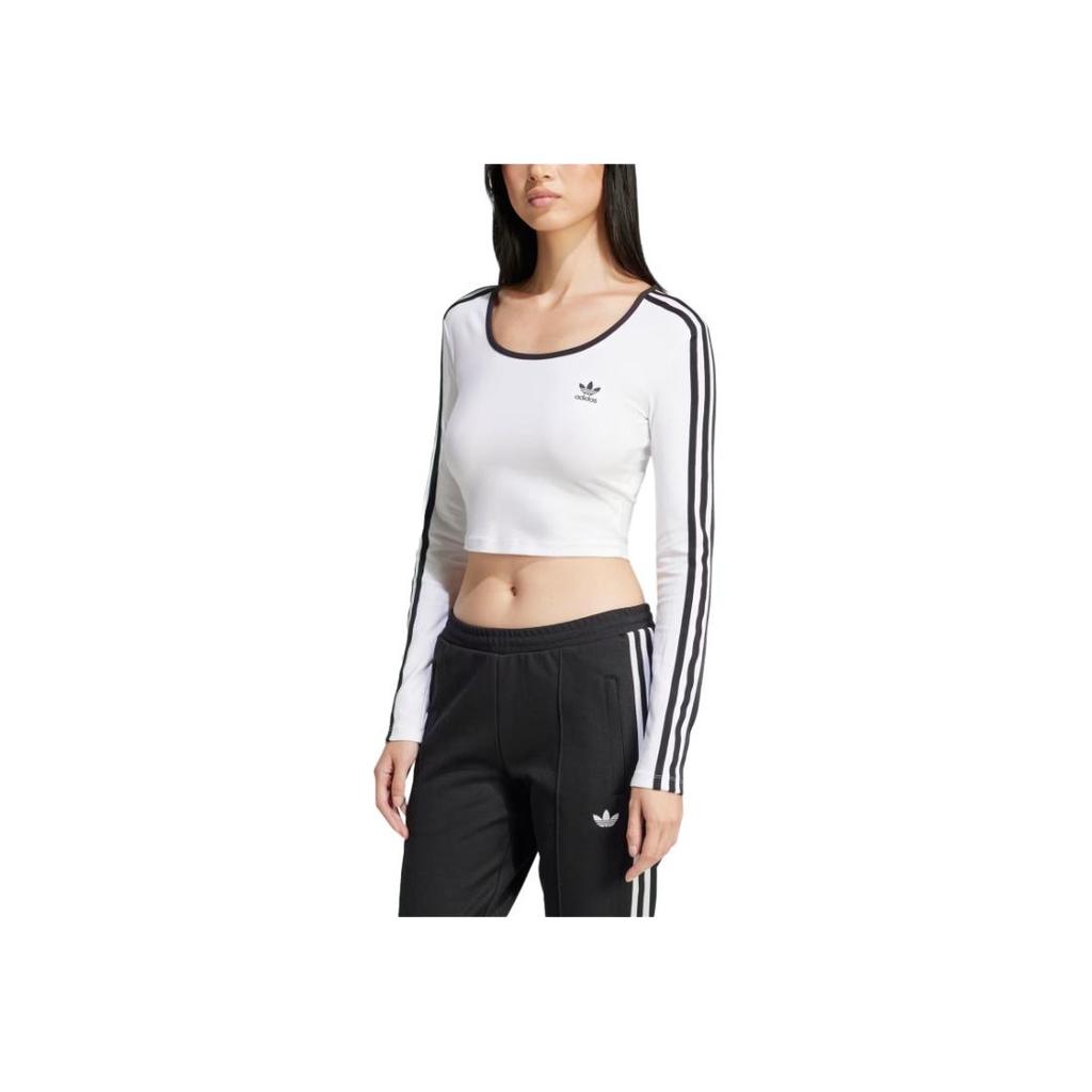 adidas Oryginalny T-shirt Adicolor z 3 paskami, dopasowany, wszechstronny, z krótkim rękawem, damski, biały JD4625