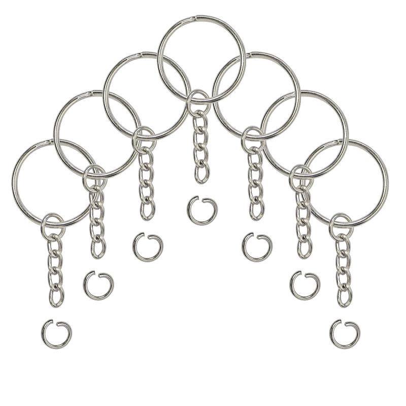 25mm Key Ring with 4-Section Twist Chain, Available In Packs of 50 or 100