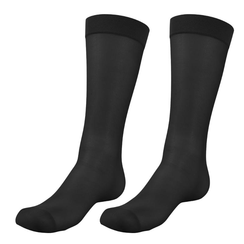 Mens Ultrathin Nylon Sheer Suit Sock Business Dress Socks with Reinforced Toe Solid Plain Thin Formal Dress Stockings