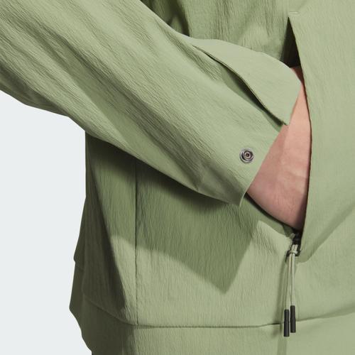 adidas Men's Casual Solid Color Long-Sleeve Jacket with Zipper Design - Green