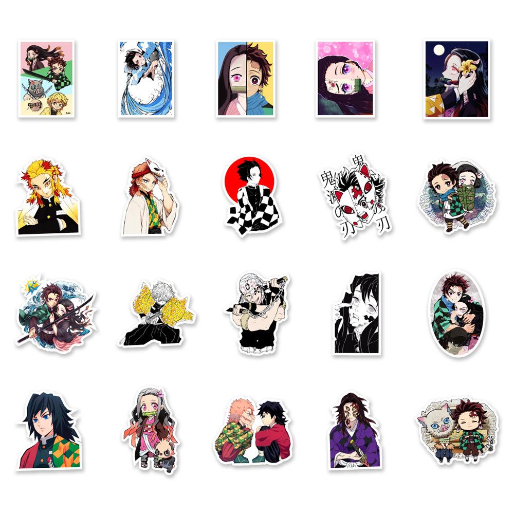50 New Demon Slayer Graffiti Stickers Mobile Ticket Motorcycle Skateboard Decorative Stickers Waterproof