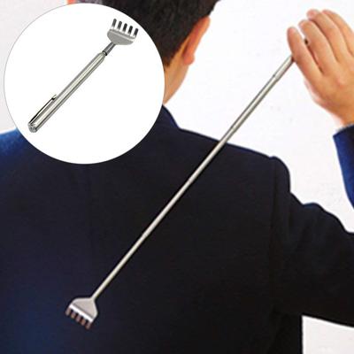 Kratzstab mit Teleskopgriff zur Beseitigung von Juckreiz am Rücken, ausziehbares Rückenkratzwerkzeug aus Edelstahl mit Taschenclip für den Heimgebrauch