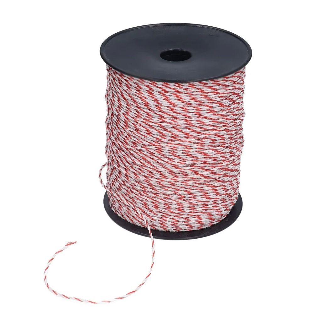 

200m/500m Roll Red White Polywire Durable Power Fence Steel Poly Rope Electric Fence Rope Farm 200mx2mm білий/червоний