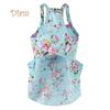 K&J Spring Summer Flower Print Cotton Cute Pet Dress Cat Dog Costume Outfit Clothes