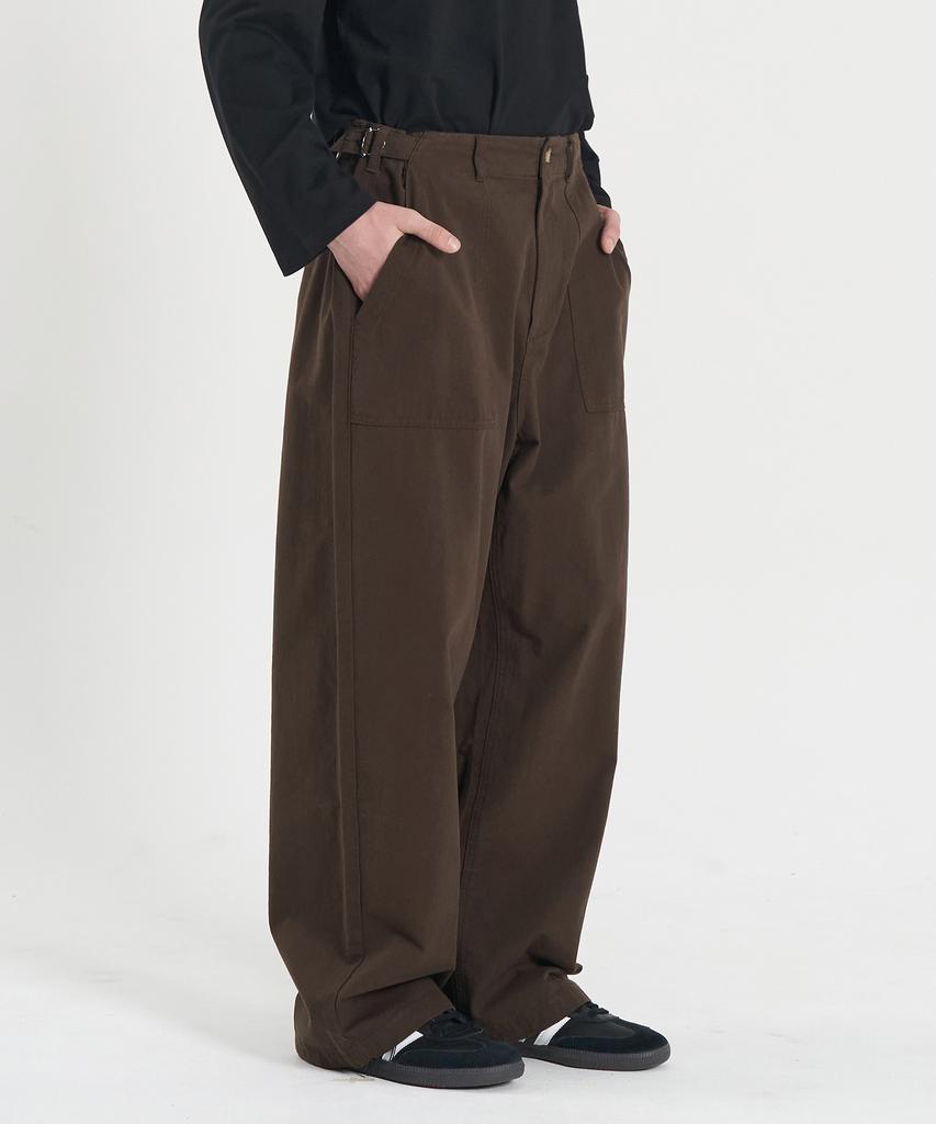 TOFFEE Fatigue Tabe Canvas Cotton Pants (Brown)
