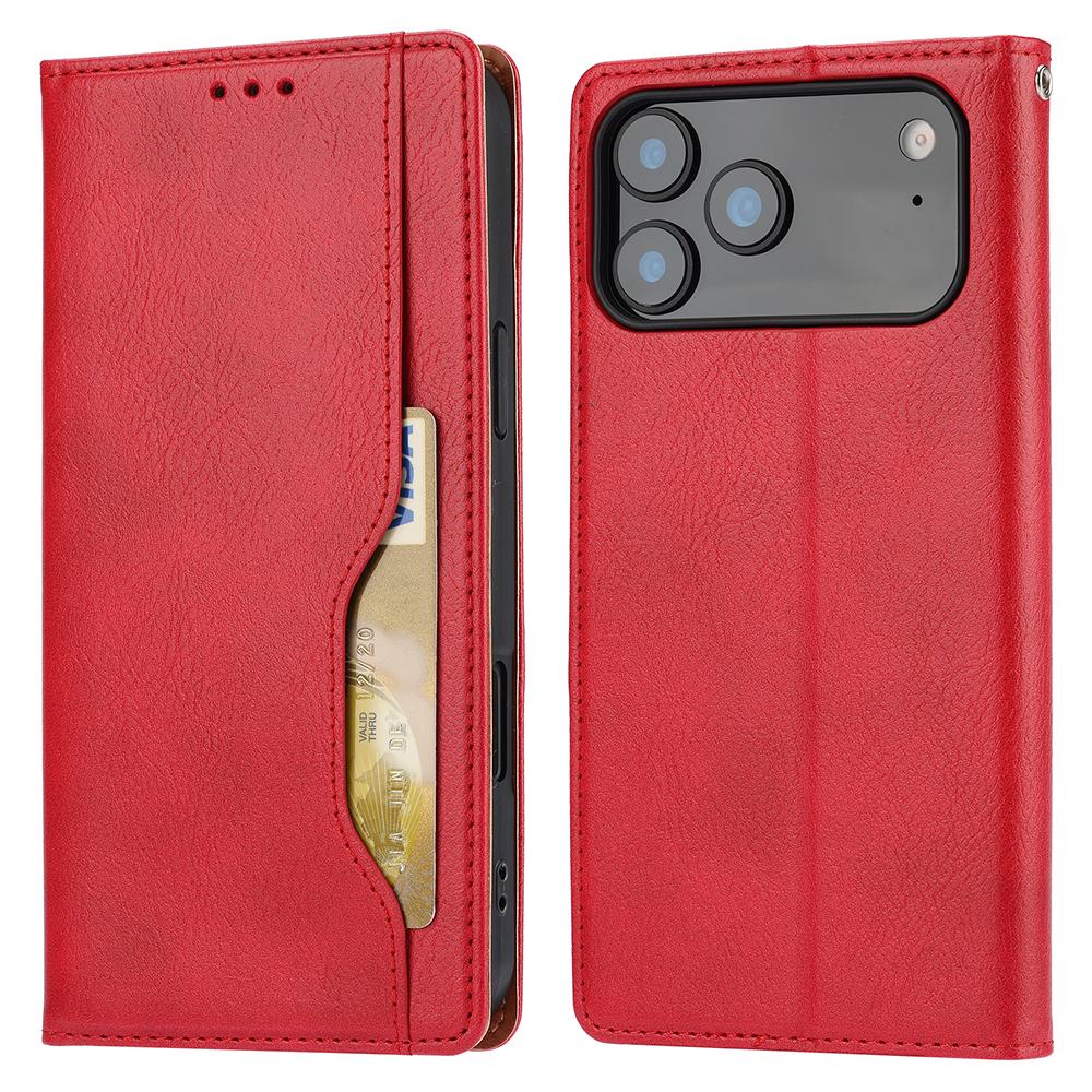 For iPhone 17 Pro Cell Phone Case Magnetic Closing PU Leather Stand Cover